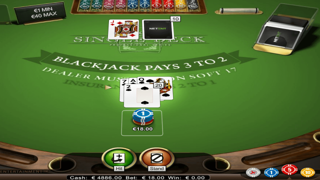 Бонусная игра Single Deck Blackjack Professional Series 9